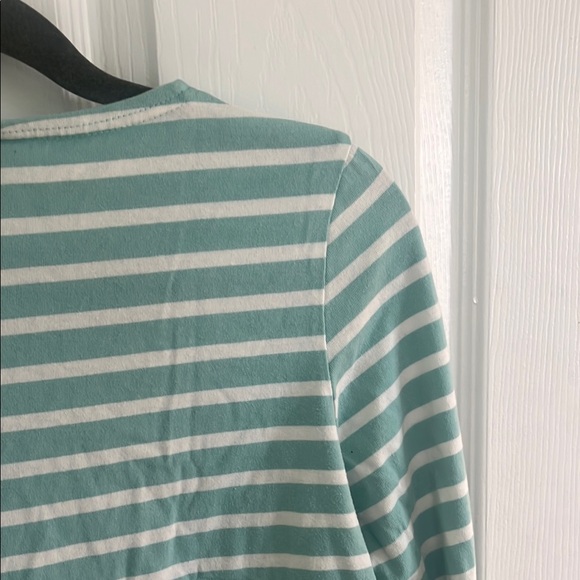 Saint James Green and White Striped Long Sleeve Shirt - Picture 13 of 16